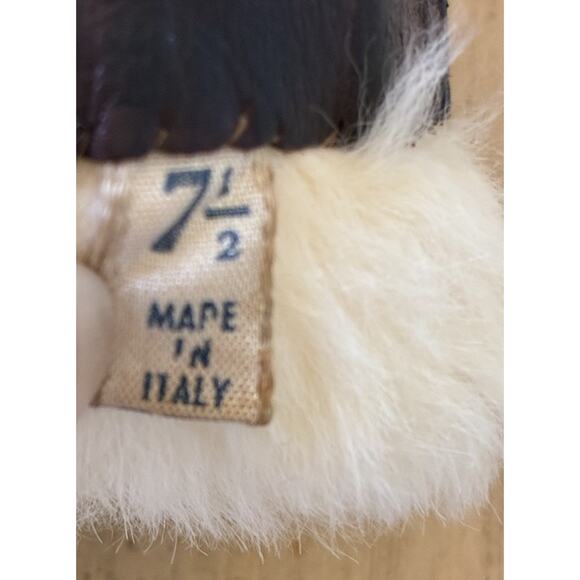 VTG Genuine Leather Gloves Rabbit Fur Lined Brown Women’s (m) Sz 7.5 ITALY - Picture 2 of 15